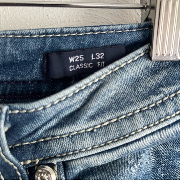 Vigoss Kendra Bootcut Jeans Size 25 Embroidered Mid Rise Denim flap pocket - Picture 6 of 11